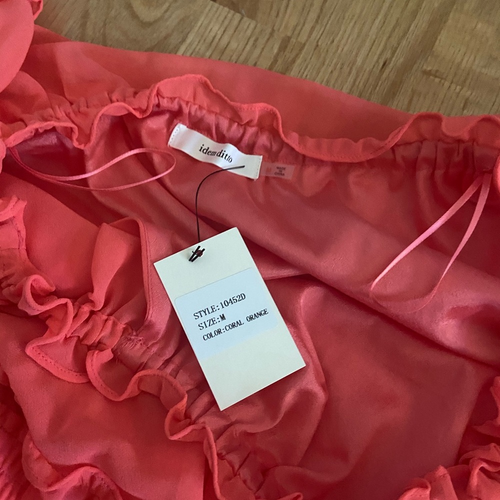 New (with tags)coral orange off shoulder dress - Picture 4 of 4
